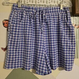 Vintage | 80s 90s Blue Plaid Drawstring Shorts